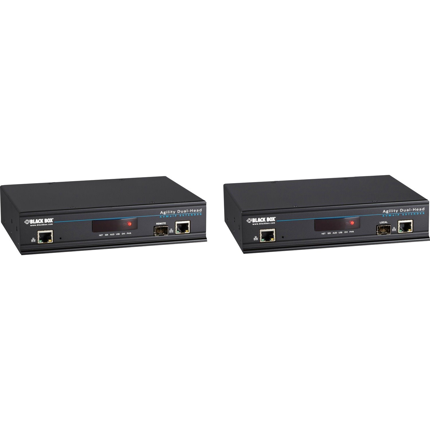 Black Box Agility KVM-Over-IP Matrix, Dual-Head DVI-D, USB 2.0, KVM Extender Kit