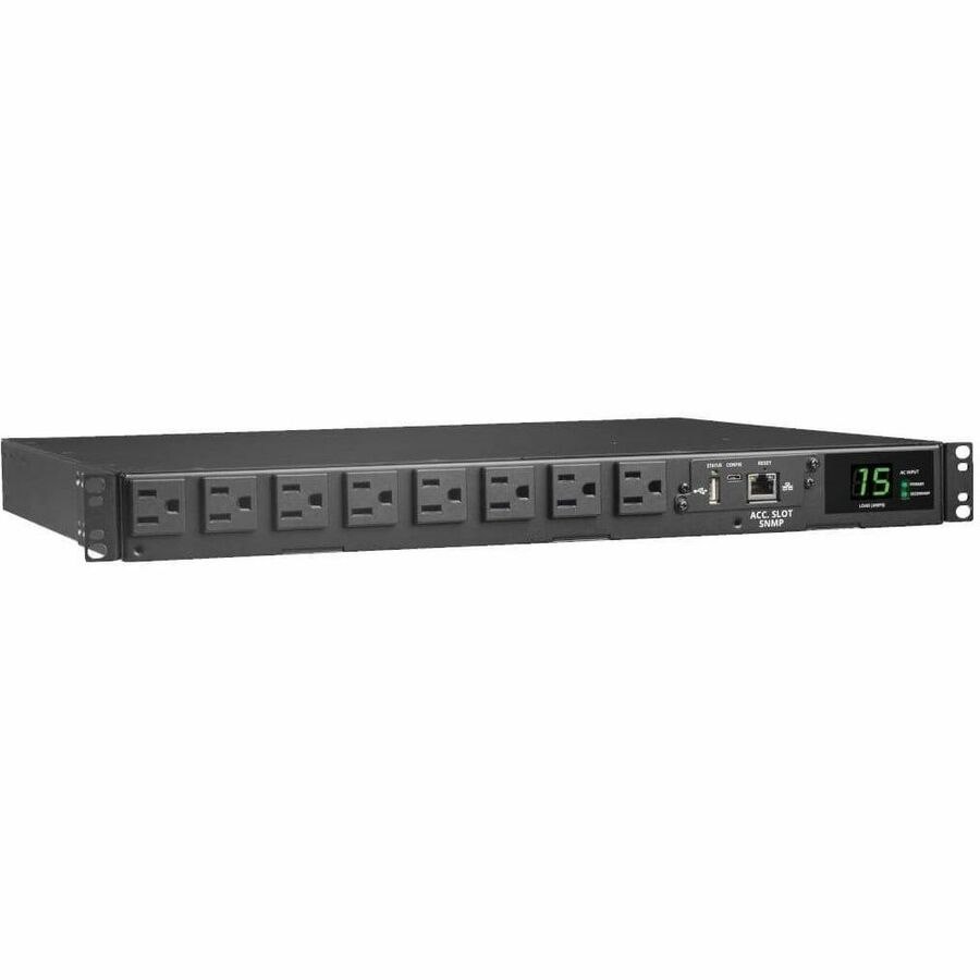 Eaton Tripp Lite Series 1.44kW 120V Single-Phase ATS/Monitored PDU - 8 NEMA 5-15R Outlets, Dual 5-15P Inputs, 12 ft. Cords, 1U, TAA