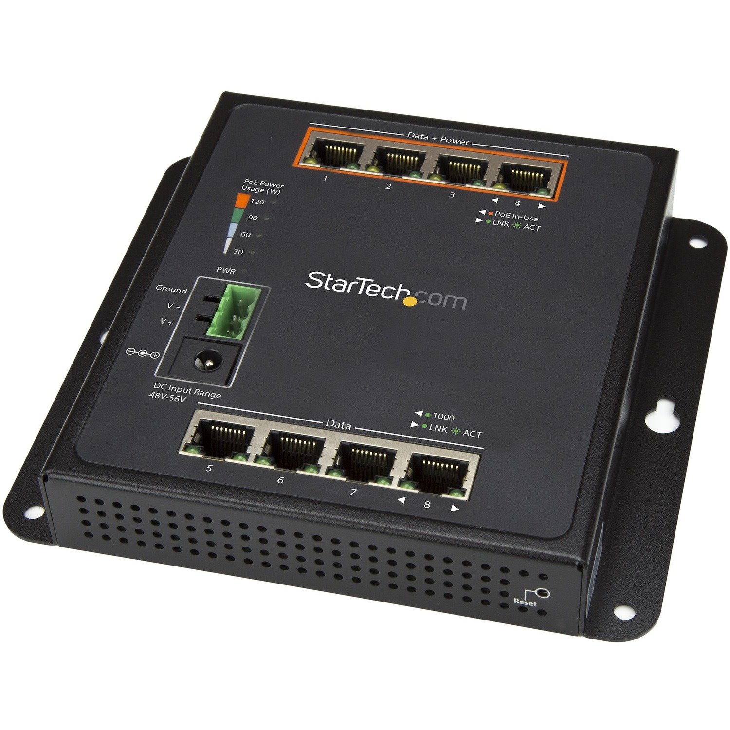 StarTech.com 8-Port (4 PoE+) Gigabit Ethernet Switch - Managed - Wall Mount with Front Access