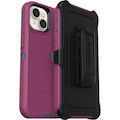 OtterBox Defender Rugged Carrying Case (Holster) Apple iPhone 14 Smartphone - Canyon Sun (Pink)