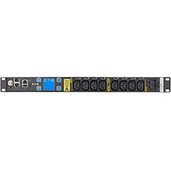 Eaton Managed rack PDU, 1U, C20 input, 3.84 kW max, 200-240V, 16A, 10 ft cord, Single-phase, Outlets: (8) C13 Outlet grip