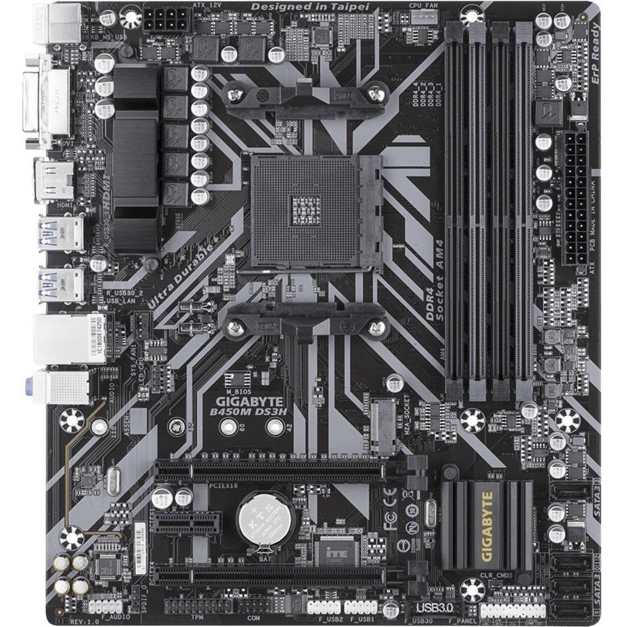 Gigabyte Ultra Durable B450M DS3H Desktop Motherboard - AMD B450 Chipset - Socket AM4 - Micro ATX