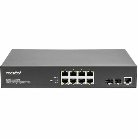 Rocstor SolidConnect SCM8 8-Port PoE+ Gigabit Managed Switch with 2 SFP Ports (Y10S009-B1)