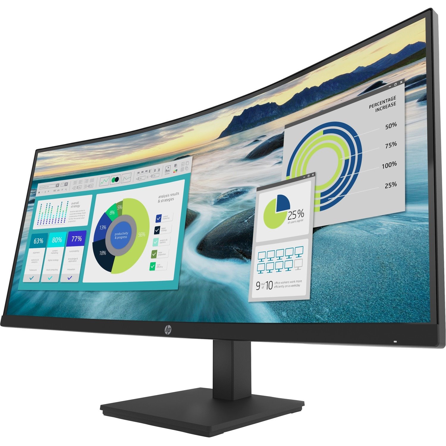 HP P34hc G4 34" WQHD Curved Screen LED LCD Monitor - 21:9 - Black