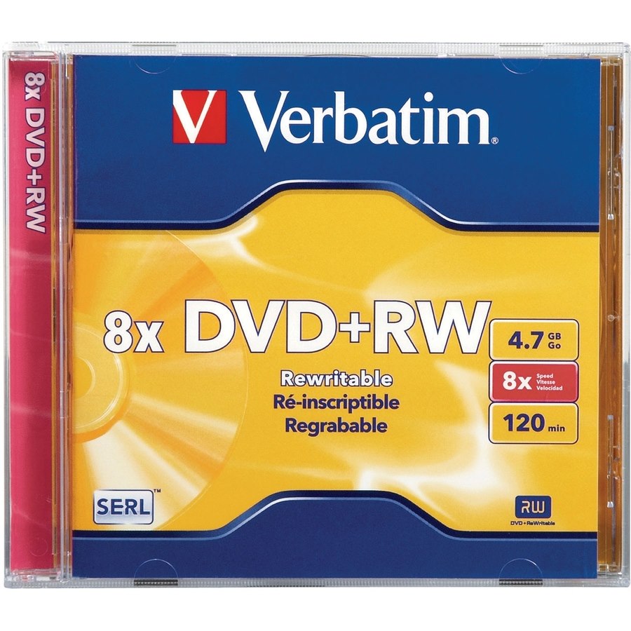 Verbatim 95071 DVD Rewritable Media - DVD+RW - 8x - 4.70 GB - 1 Pack Jewel Case