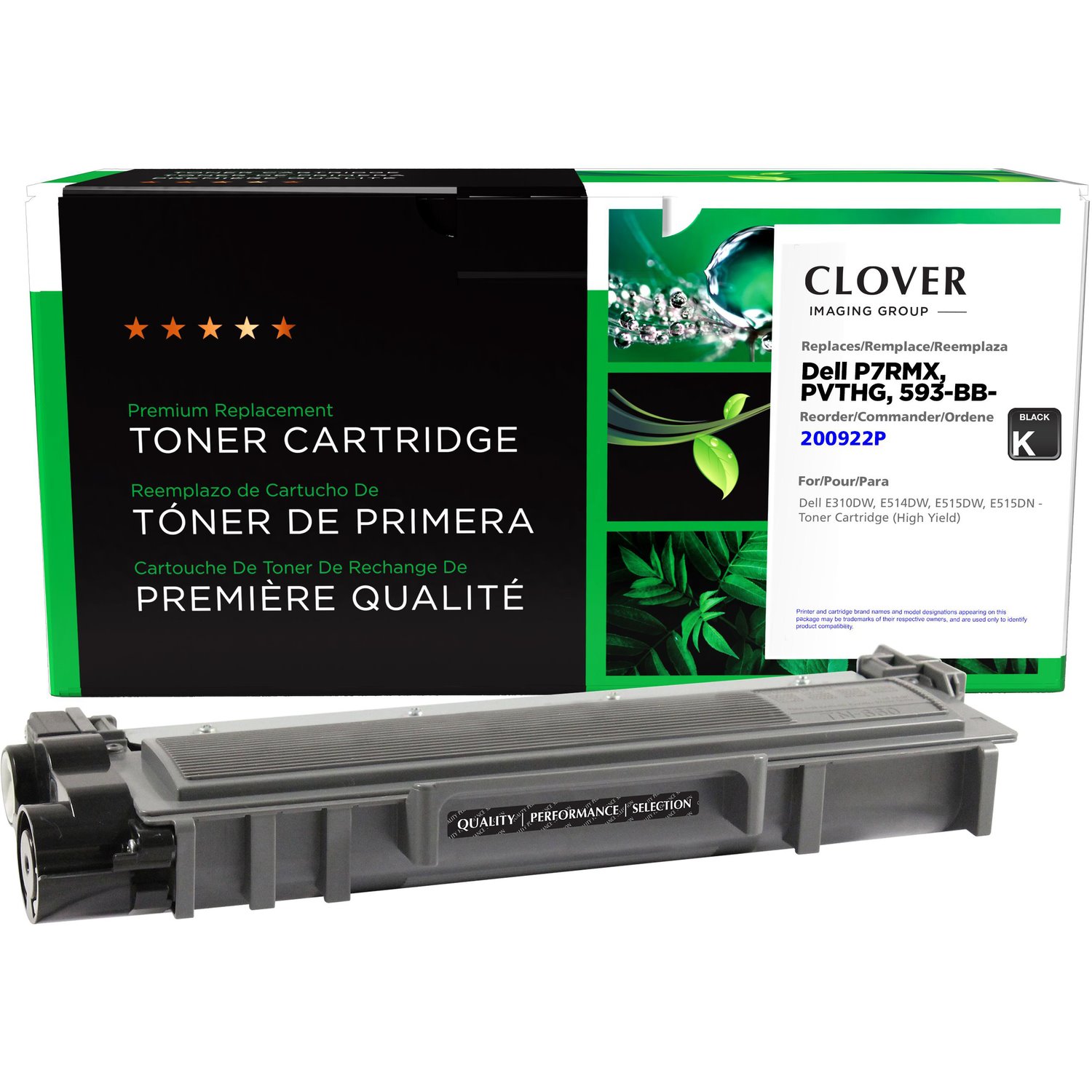 Clover Technologies Remanufactured High Yield Laser Toner Cartridge - Alternative for Dell (P7RMX, PVTHG, 593-BBKD) - Black Pack