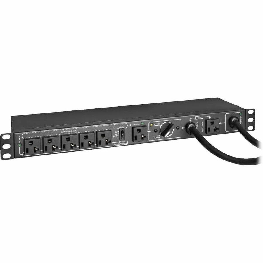 Eaton Tripp Lite Series 100-125V 16A Single-Phase Hot-Swap PDU with Manual Bypass - 6 NEMA 5-20R Outlets, 2 5-20P Inputs, 1U Rack/Wall