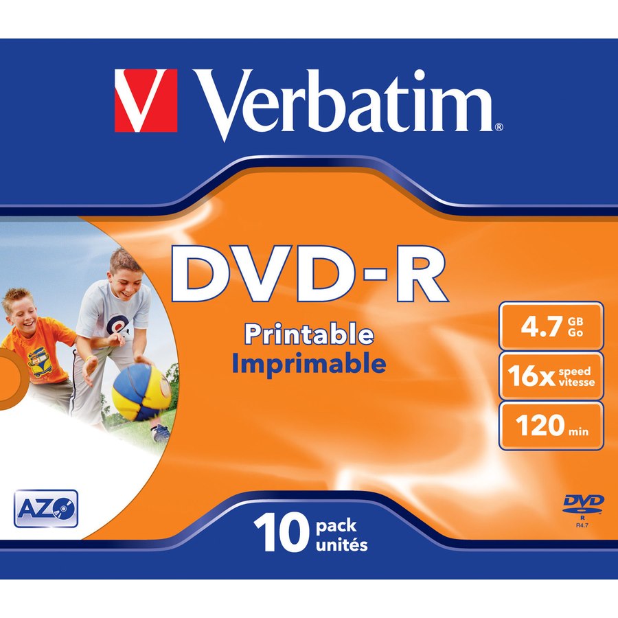 Verbatim 43521 DVD Recordable Media - DVD-R - 16x - 4.70 GB - 10 Pack Jewel Case