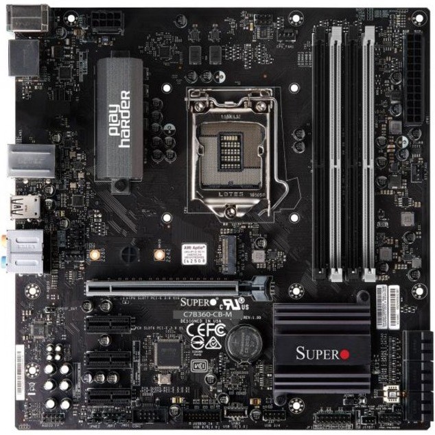 Supermicro C7B360-CB-M Desktop Motherboard - Intel B360 Chipset - Socket H4 LGA-1151 - Micro ATX