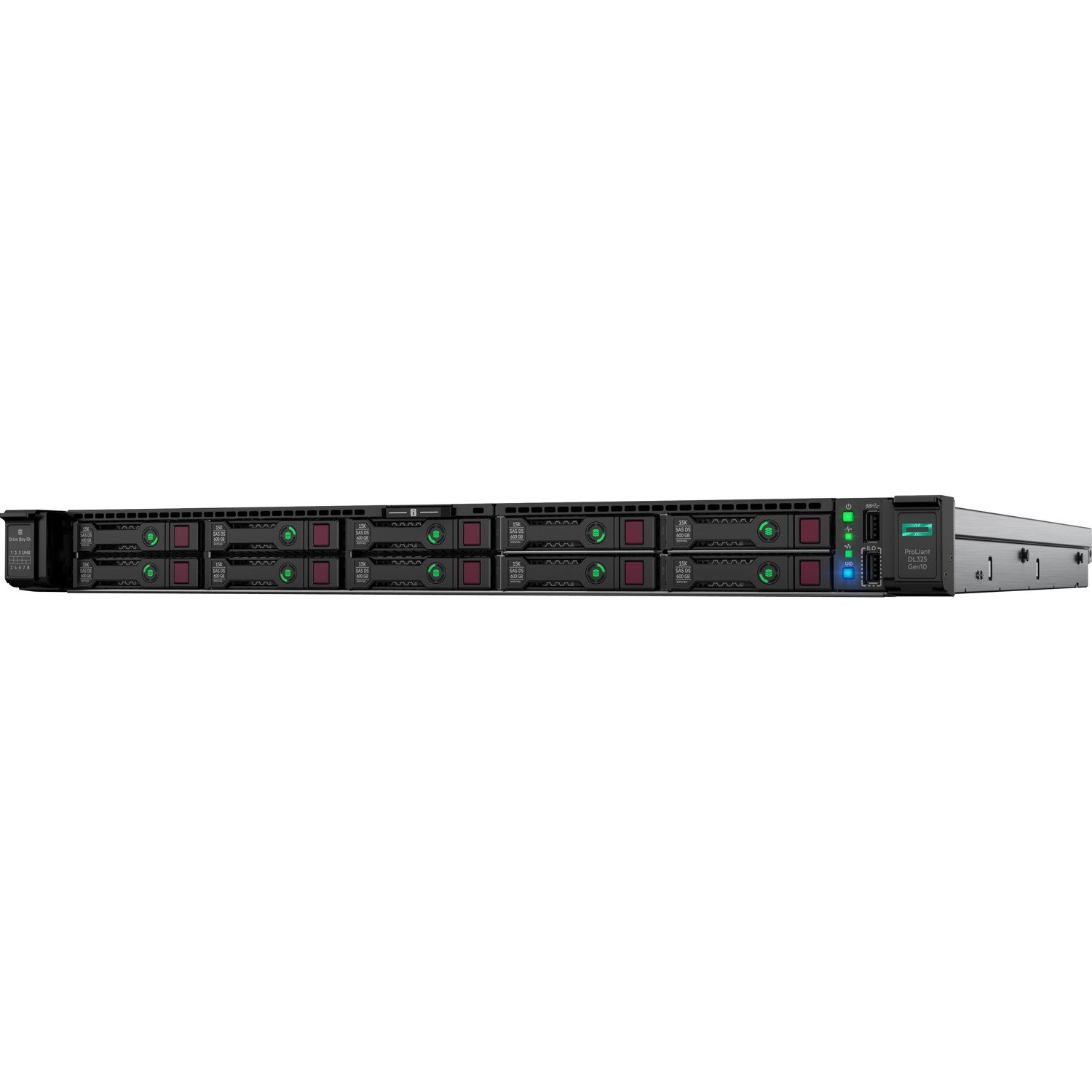 HPE ProLiant DL325 G10 Plus 1U Rack Server - 1 x AMD EPYC 7402 2.80 GHz - 128 GB RAM - 34.56 TB SSD - (9 x 3.84TB) SSD Configuration - Serial Attached SCSI (SAS), Serial ATA Controller