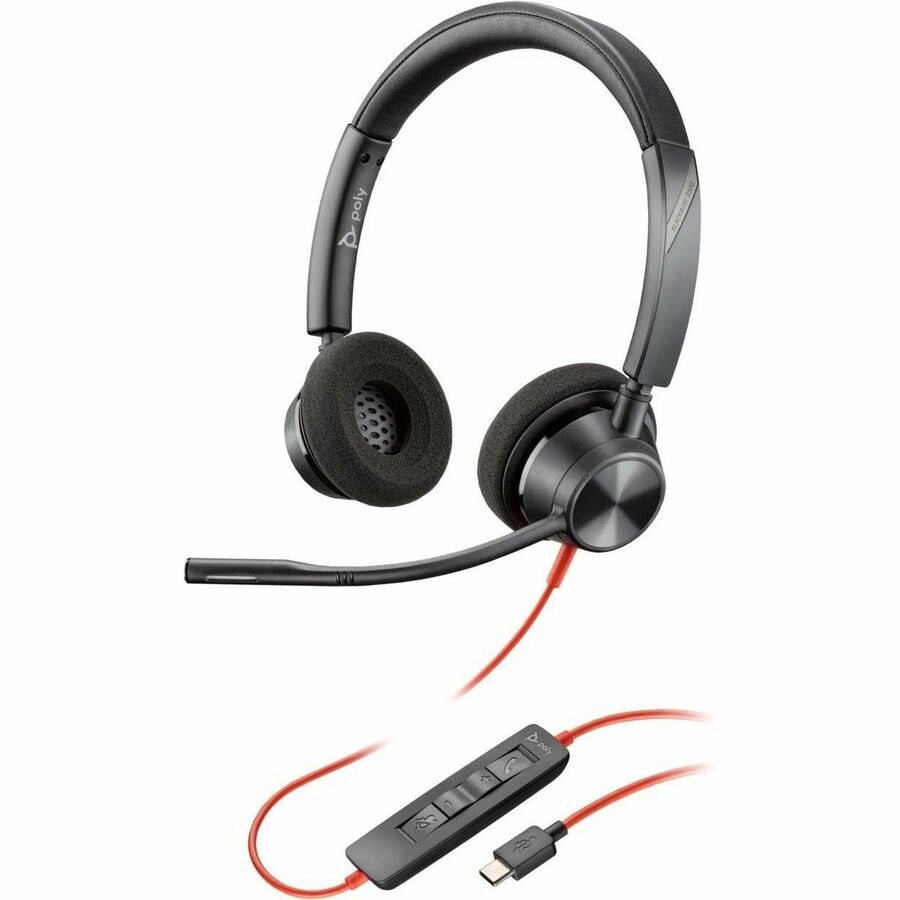 Poly Blackwire 3320 Usb-C + Usb-A Wired Headset With Adapter