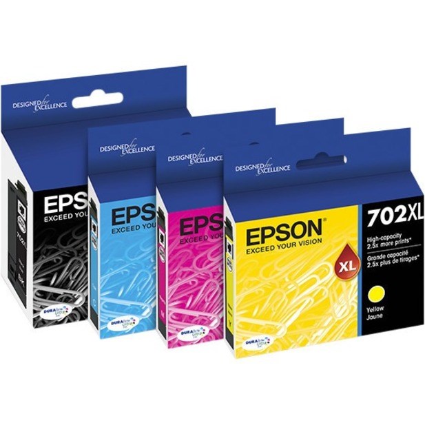 Epson DURABrite Ultra 702XL Original High Yield Inkjet Ink Cartridge - CMYK, Black - 4 Pack