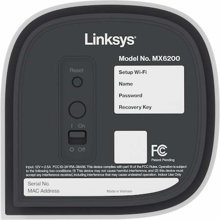Linksys Velop Pro 6E MX6202 Wi-Fi 6E IEEE 802.11 a/b/g/n/ac/ax Ethernet Wireless Router