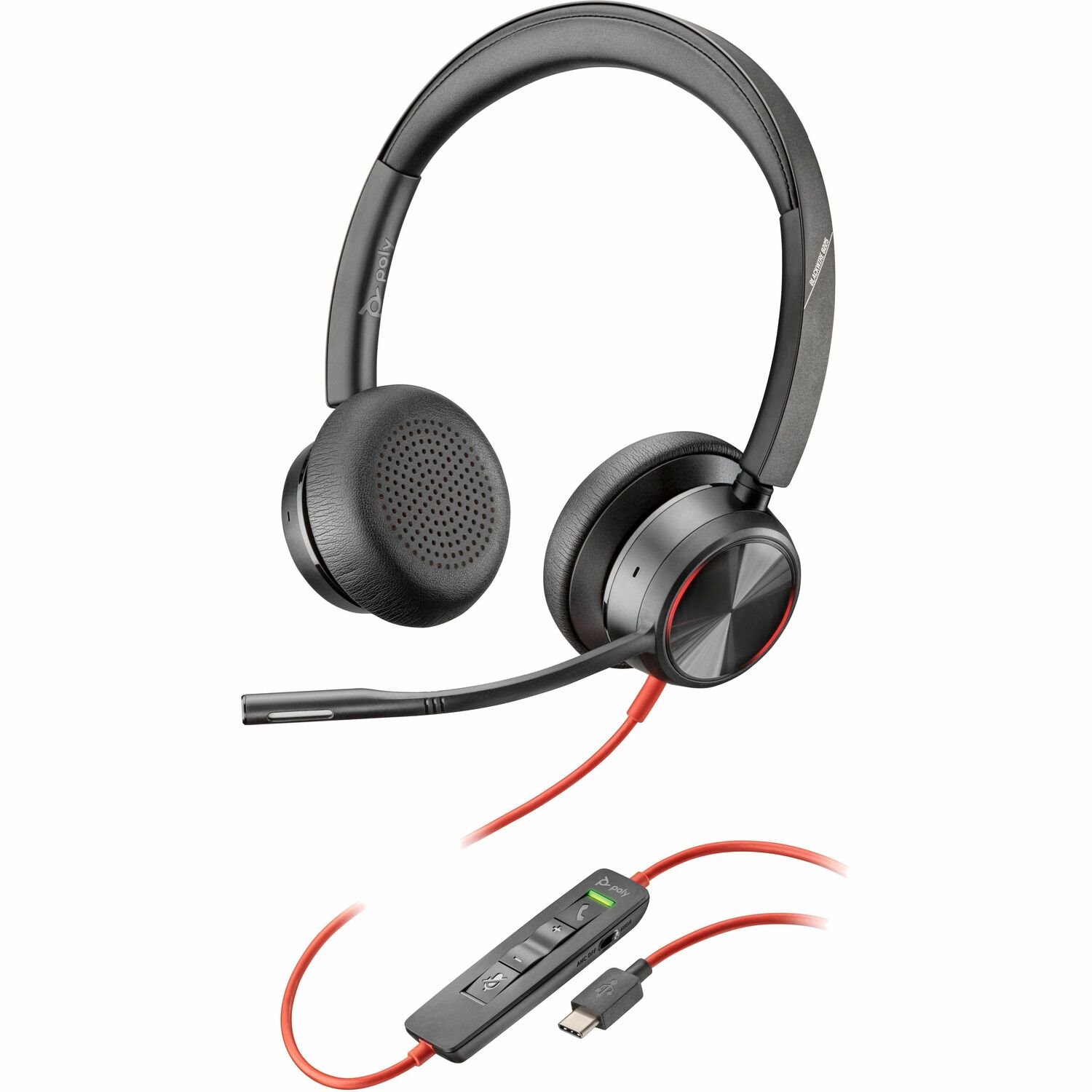 Poly Blackwire 8225 Stereo USB-C Headset +USB-C/A Adapter TAA