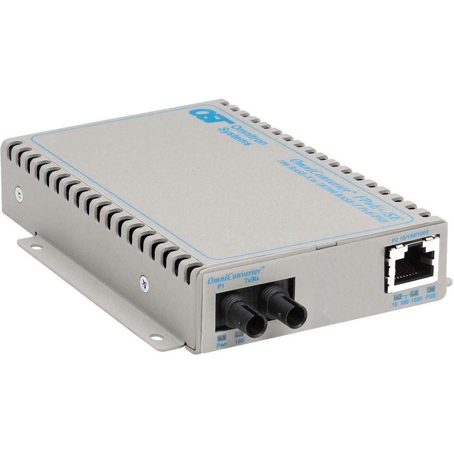 OmniConverter SE 10/100/1000 PoE+ Fast Ethernet Fiber Media Converter Switch RJ45 ST Multimode 5km