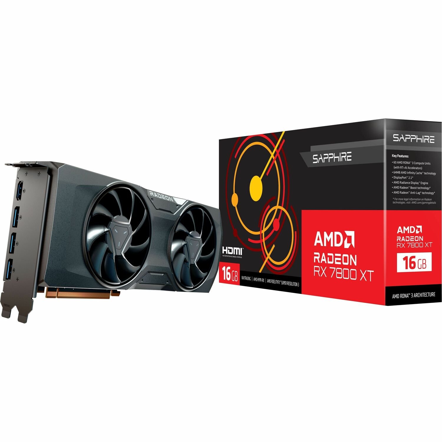 Sapphire AMD Radeon RX 7800 XT Graphic Card - 16 GB GDDR6