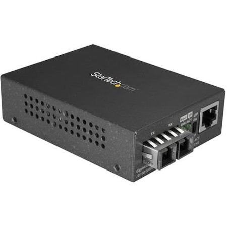 StarTech.com Single Mode SC Fiber Ethernet Media Converter - 1000BASE-LX Gigabit Fiber Optic to Copper Bridge - 10/100/1000 Network 10km