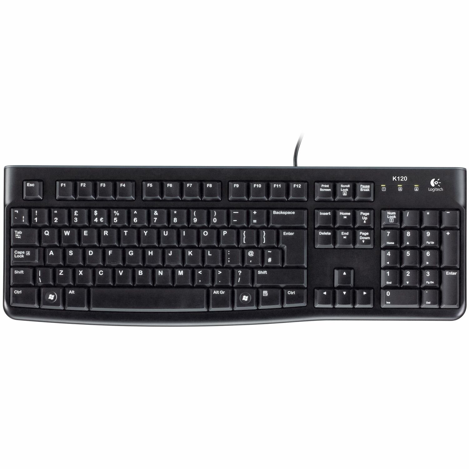 Logitech K120 Keyboard - Cable Connectivity - USB Interface - AZERTY Layout - Black