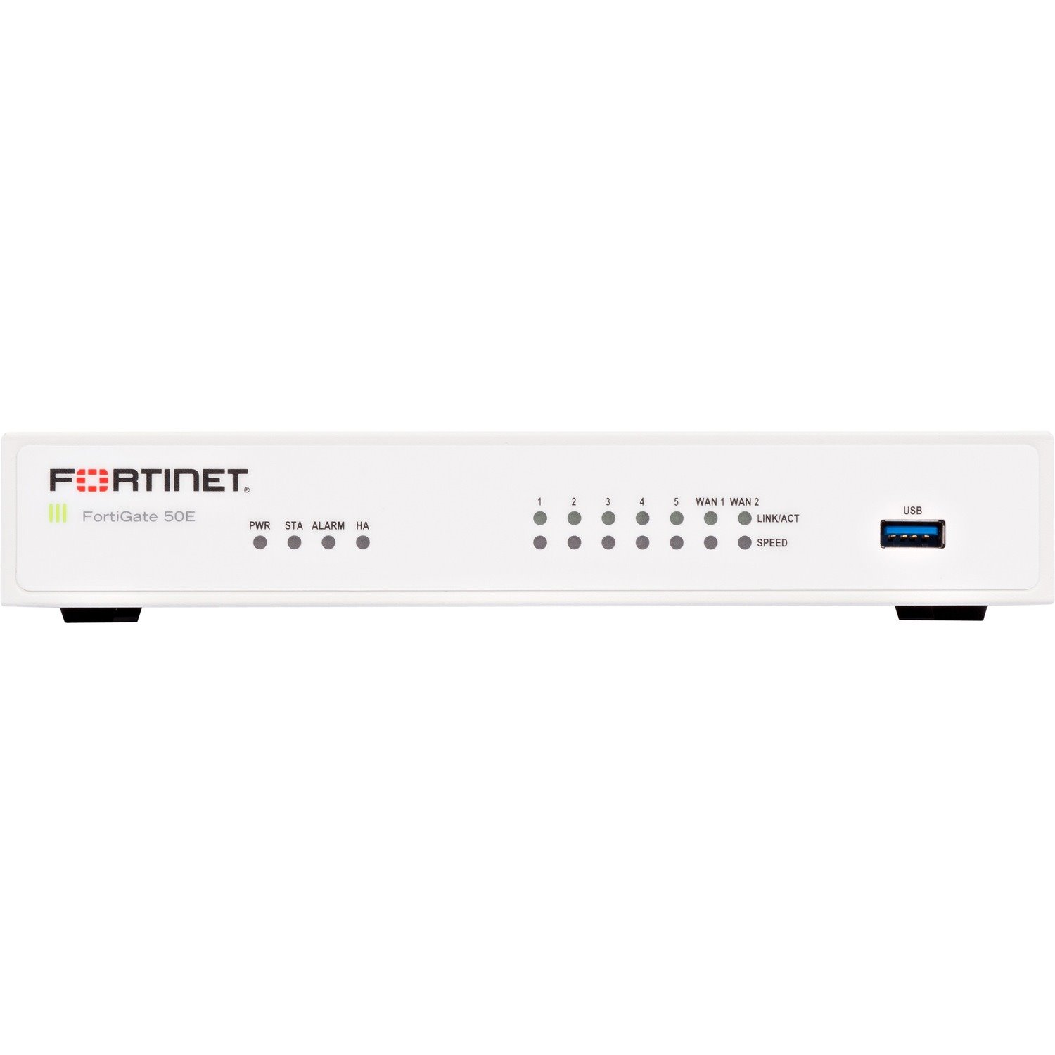 FortiGate-50E 7 x GE RJ45 ports (Including 2 x WAN port, 5 x Switch ports), Max managed FortiAPs (Total / Tunnel) 10 / 5