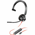 Poly Blackwire 3310-M Wired On-ear Mono Headset - Black