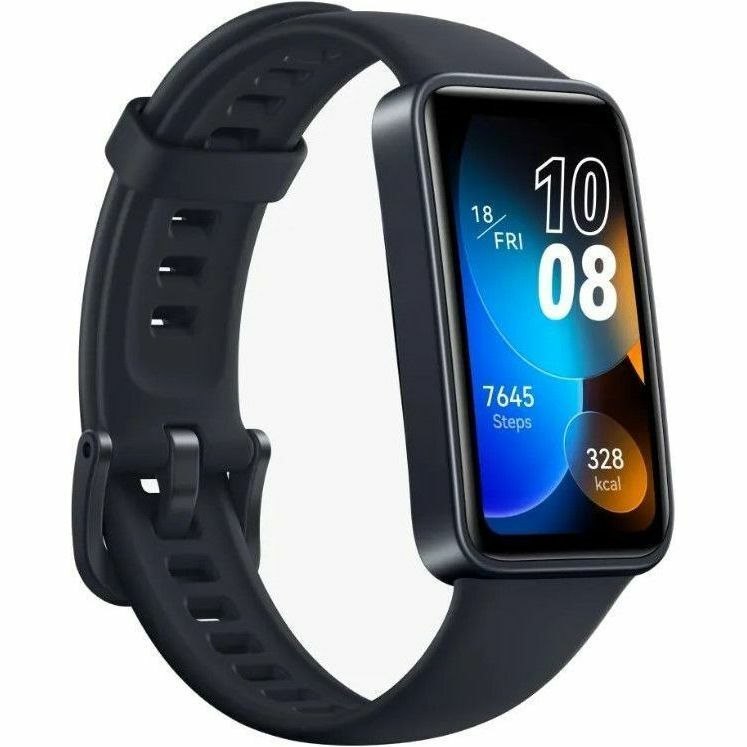 Huawei Band 8 ASK-B19 Smart Band - Rectangular Case Shape - Women - Midnight, Black Case Color - Midnight Black Band Color - Polymer Case Material - Thermoplastic Polyurethane (TPU) Band Material - Wireless LAN