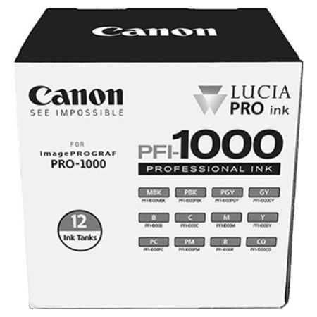 Canon LUCIA PRO PFI-1000 Original Inkjet Ink Cartridge - Cyan, Magenta, Yellow, Photo Cyan, Photo Magenta, Red, Blue, Matte Black, Photo Black, Gray, Photo Gray, ... - 12 Pack