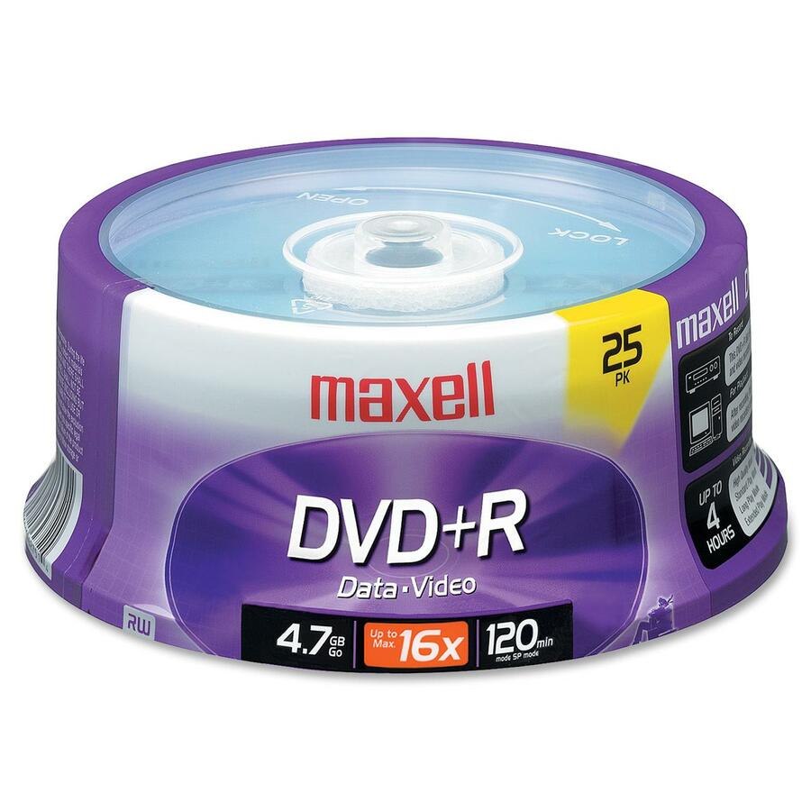 Maxell DVD Recordable Media - DVD+R - 16x - 4.70 GB - 25 Pack Spindle