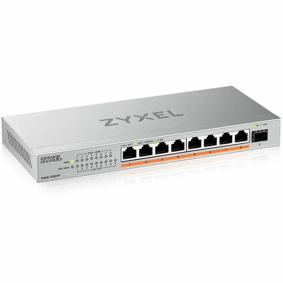 ZYXEL XMG-100 XMG-108HP 8 Ports Ethernet Switch - 2.5 Gigabit Ethernet, 10 Gigabit Ethernet - 2.5GBase-T, 10GBase-X