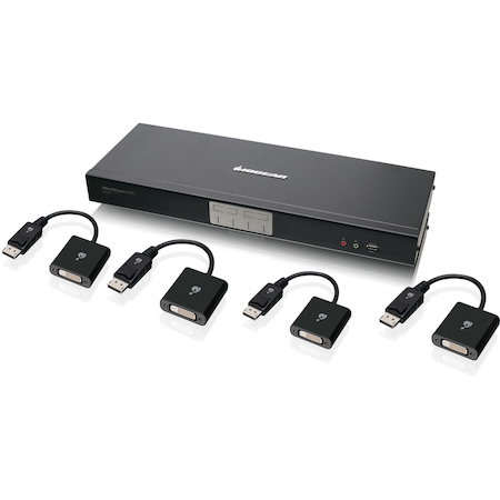 IOGEAR 4-Port Dual-Link DVI and DisplayPort KVMP Kit with 7.1 Audio (TAA Compliant)