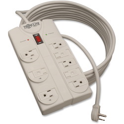 Tripp Lite Protect It! 8-Outlet Surge Protector 25 ft. Cord with Right-Angle Plug 1440 Joules Diagnostic LEDs Light Gray Housing