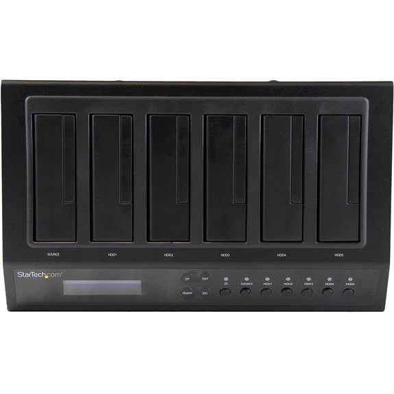 StarTech.com 6 Bay Hard Drive Duplicator/Eraser, 1:5 HDD/SSD Cloner/Copier, USB/eSATA to SATA Dock, Disk Sanitizer/Wiper, Cloning Device