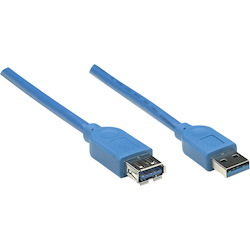 Manhattan SuperSpeed USB 3.0 A Male/A Female Extension Cable, 10 ft (3m), Blue