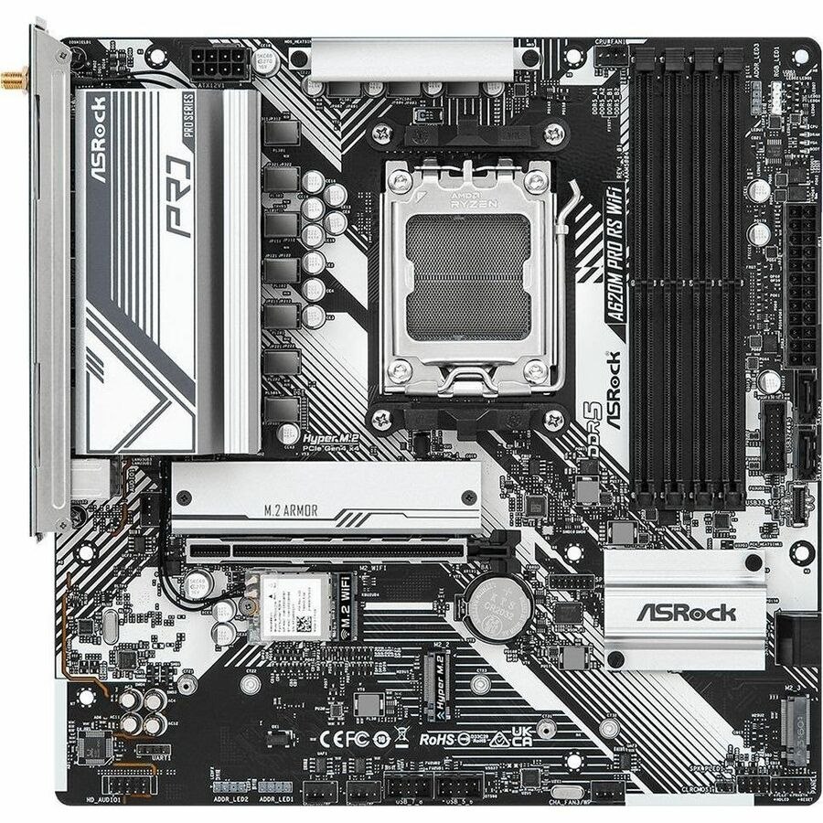 ASRock A620M Pro RS WiFi Gaming Desktop Motherboard - AMD A620 Chipset - Socket AM5 - Micro ATX