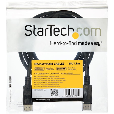 StarTech.com 6ft (2m) DisplayPort 1.2 Cable, 4K x 2K UHD VESA Certified DisplayPort Cable, DP Cable/Cord for Monitor, w/ Latches