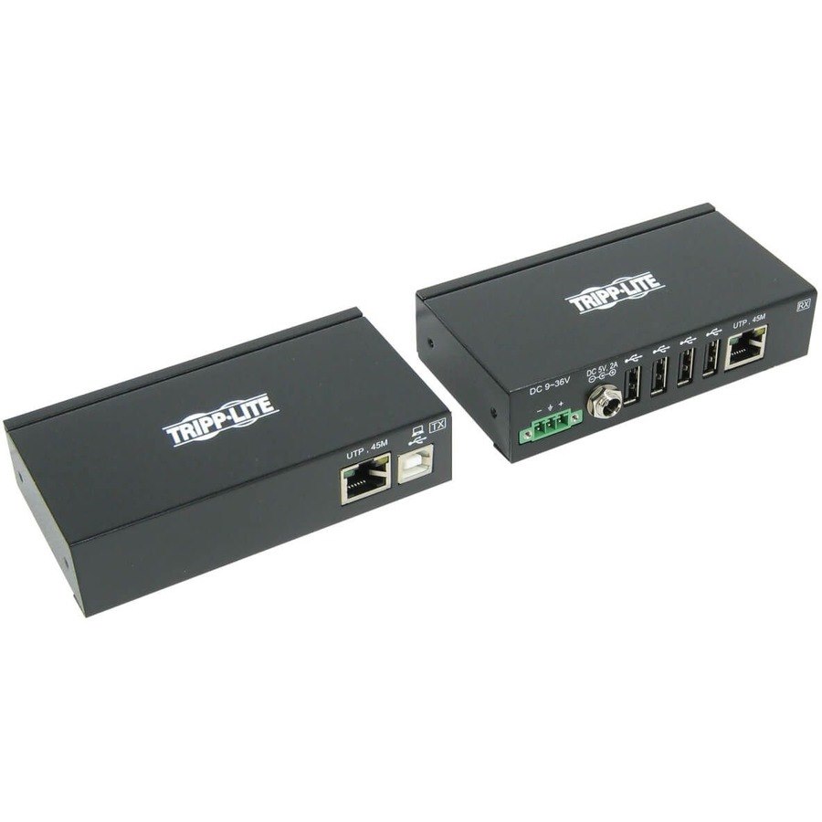 Eaton Tripp Lite Series 4-Port Industrial USB over Cat6 Extender, ESD Protection, PoC - USB 2.0, Mountable, 150 ft. (45.72 m), TAA