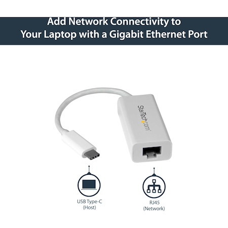StarTech.com USB-C to Gigabit Ethernet Adapter - White - Thunderbolt 3 Port Compatible - USB Type C Network Adapter