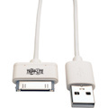 Tripp Lite by Eaton USB Sync/Charge Cable with Apple 30-Pin Dock Connector, White, 3 ft. (0.91 m)