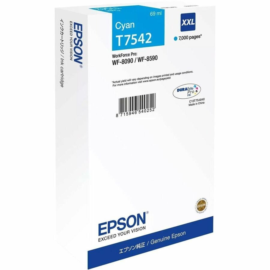 Epson T7542 Original XXL Yield Inkjet Ink Cartridge - Cyan Pack