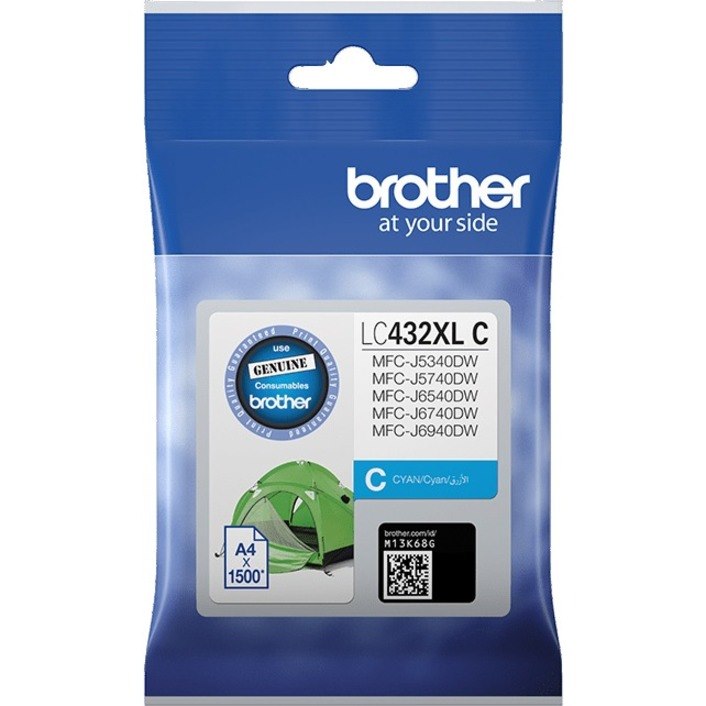 Brother LC432XLC Original High Yield Inkjet Ink Cartridge - Single Pack - Cyan - 1 Pack