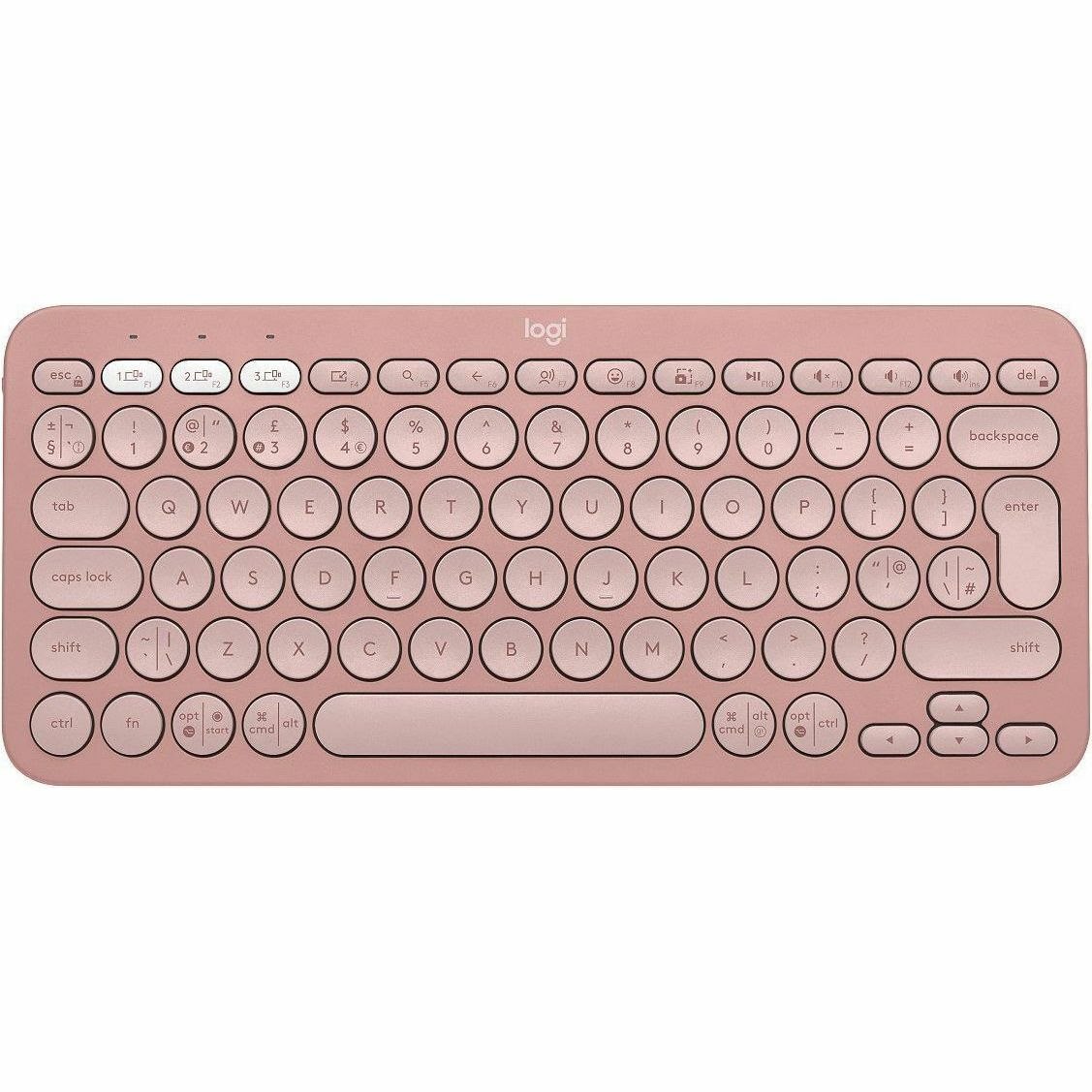 Logitech Pebble Keys 2 K380s Keyboard - Wireless Connectivity - USB Interface - English (UK) - QWERTY Layout - Tonal Rose