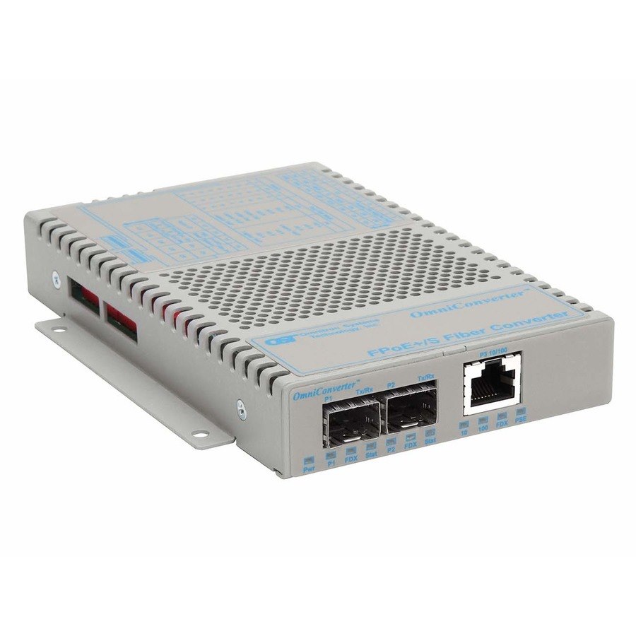 OmniConverter 10/100 PoE+ Ethernet Fiber Media Converter Switch RJ45 SFP