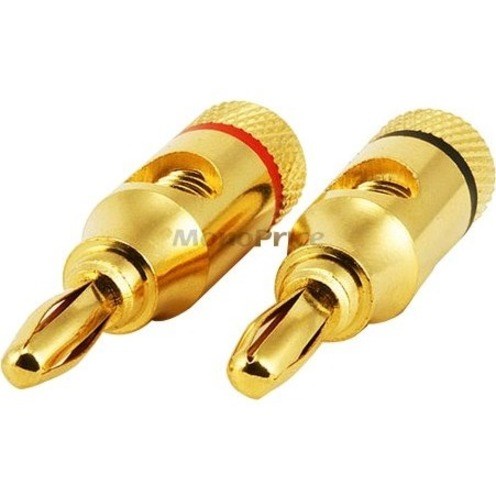 Monoprice 1 PAIR OF High-Quality Gold Plated Speaker Banana Plugs, Open Screw Type