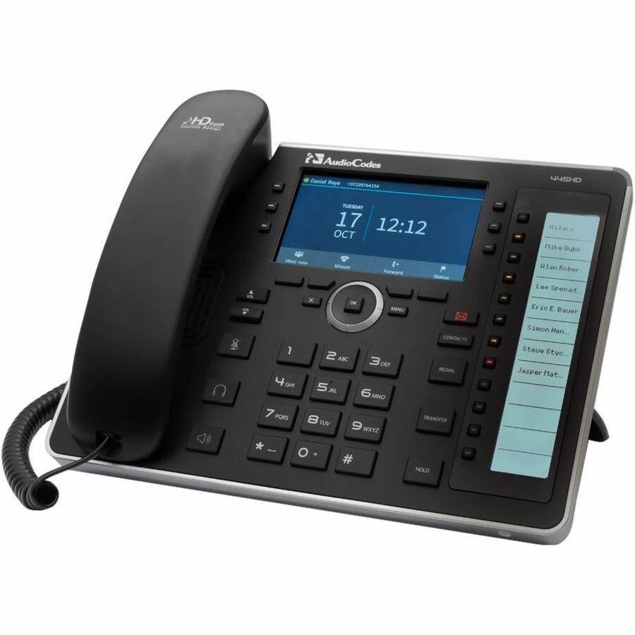 AudioCodes 445HD IP Phone - Corded - Corded - Bluetooth, Wi-Fi - Black