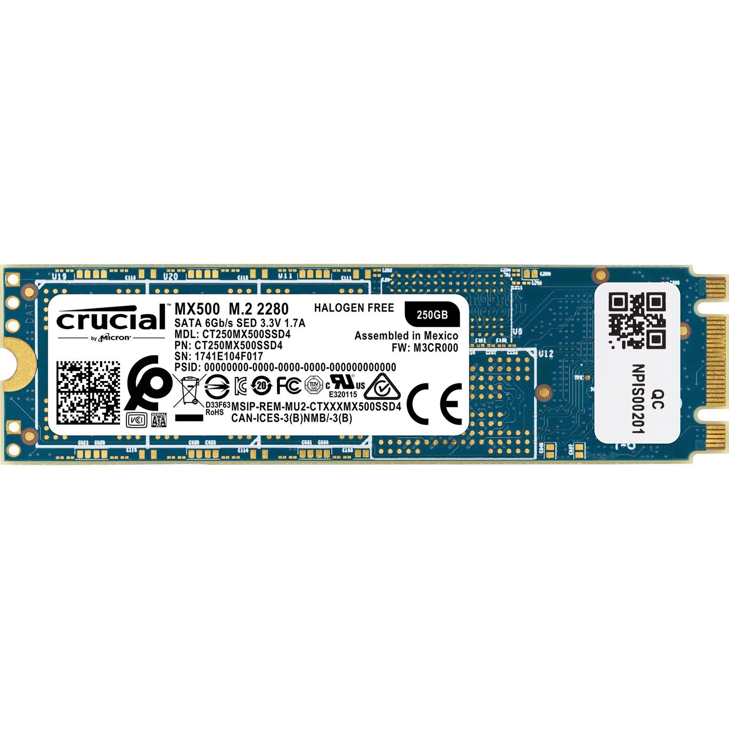 Crucial MX500 250 GB Solid State Drive - M.2 2280 Internal - SATA (SATA/600)
