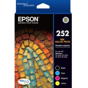 Epson DURABrite Ultra 252 Original Standard Yield Inkjet Ink Cartridge - Value Pack - Black, Cyan, Magenta, Yellow - 4 Pack
