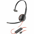 Poly Blackwire 3210 Monaural USB-C Black Headset + USB-C/A Adapter (Bulk)