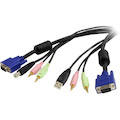 StarTech.com 4-in-1 USB VGA KVM Cable - Audio and Microphone - Keyboard / video / mouse / audio cable - 4 pin USB Type A, HD-15, mini-phone stereo 3.5 mm (M) - HD-15, mini-phone stereo 3.5 mm , 4 pin USB Type B (M) - 10 ft