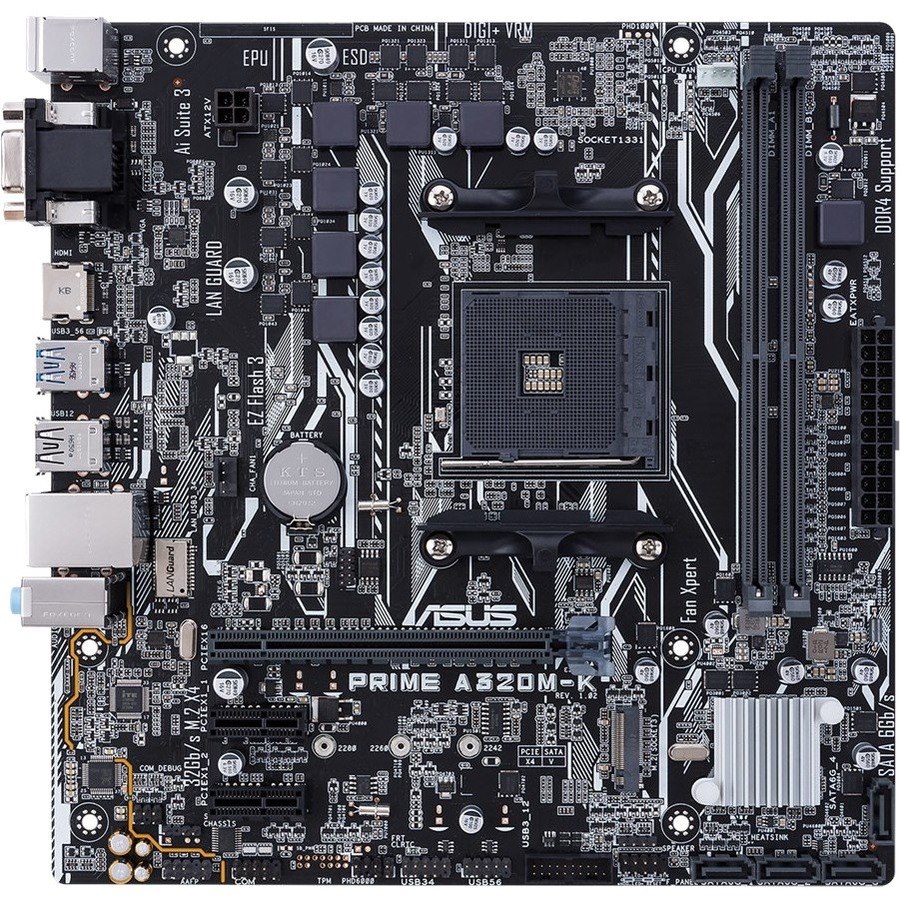 Asus Prime PRIME A320M-K Desktop Motherboard - AMD A320 Chipset - Socket AM4 - Mini ITX