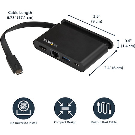StarTech.com USB C Multiport Adapter - USB-C Travel Dock to 4K HDMI, 100W PD 3.0 Pass-Through, USB-A USB-C, GbE - Portable USB Type-C Dock