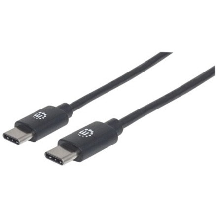 Manhattan USB-C to USB-C Cable, 50cm, Male to Male, Black, 480 Mbps (USB 2.0), USB2CC50CM, Hi-Speed USB, Lifetime Warranty, Polybag